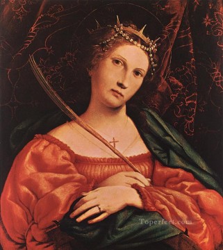 lorenzo loto Painting - Santa Catalina de Alejandría 1522 Renacimiento Lorenzo Lotto